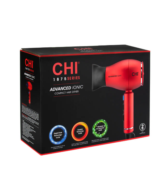 Chi 1875 Series Advanced Ionic Compact Hair Dryer - Red