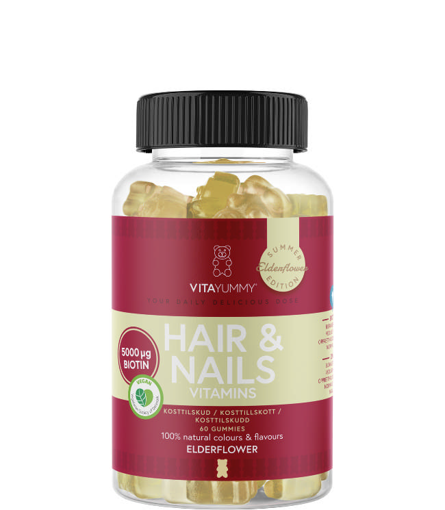 VitaYummy Hair & Nails (Elderflower) - 60 stk. (Summer Edition 2025)